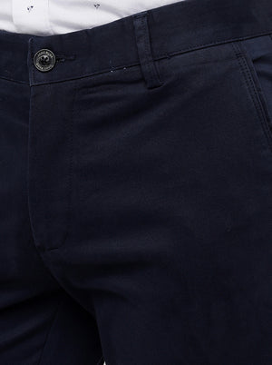Navy Blue Solid Uno Fit Casual Trouser | JadeBlue