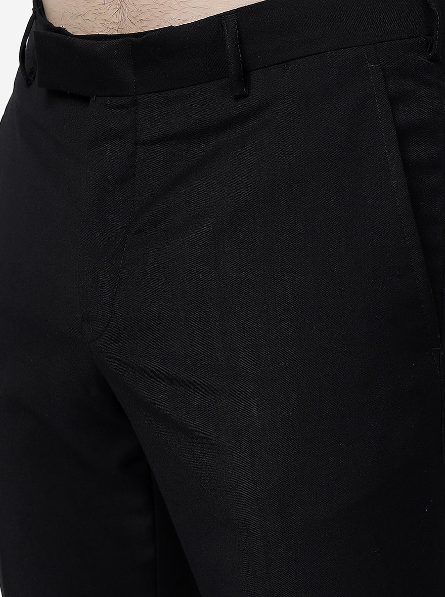 Black Solid Slim Fit Formal Trouser | Metal