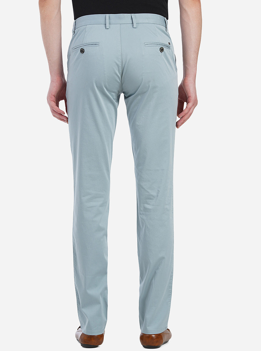 Light Blue Solid Uno Fit Casual Trouser | JadeBlue