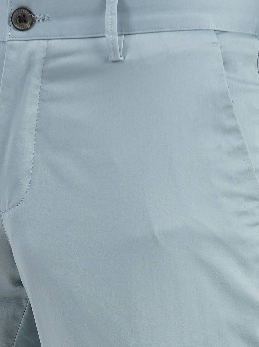 Light Blue Solid Uno Fit Casual Trouser | JadeBlue