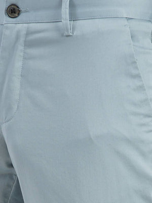 Light Blue Solid Uno Fit Casual Trouser | JadeBlue
