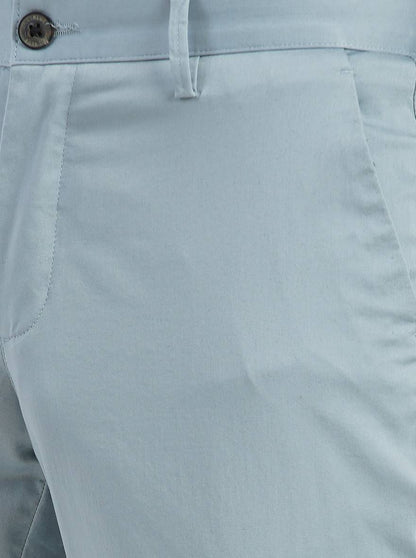 Light Blue Solid Uno Fit Casual Trouser | JadeBlue