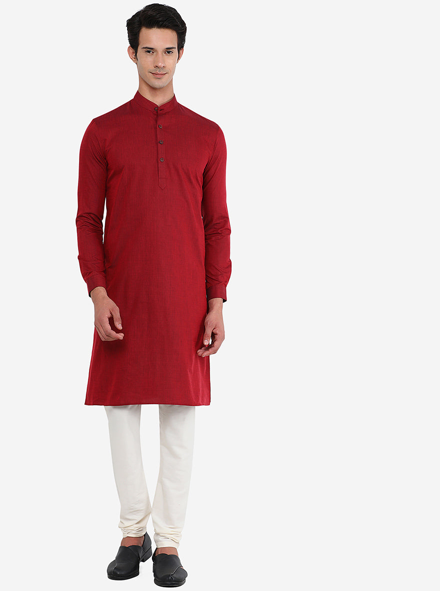 Maroon Solid Modi Kurta | JadeBlue