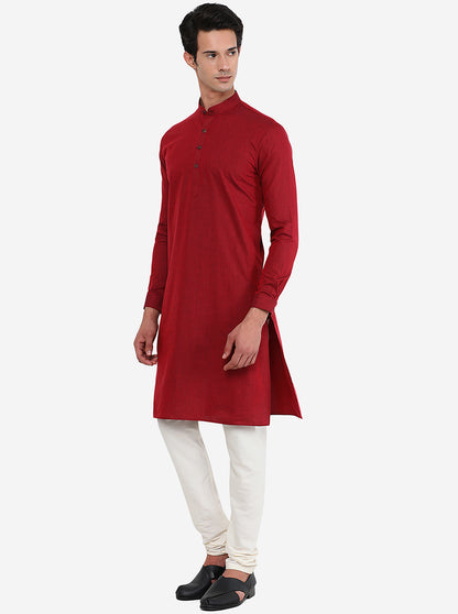 Maroon Solid Modi Kurta | JadeBlue