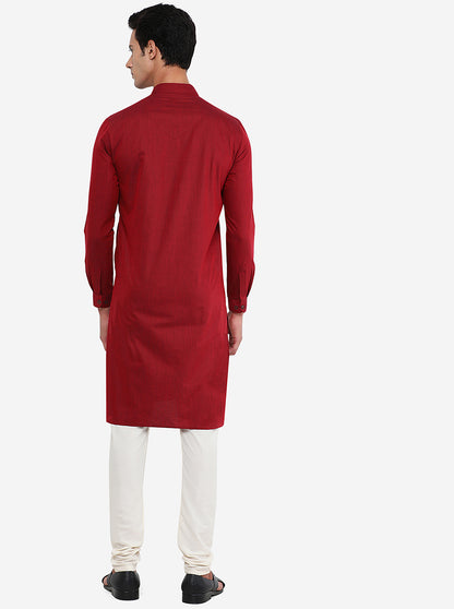 Maroon Solid Modi Kurta | JadeBlue
