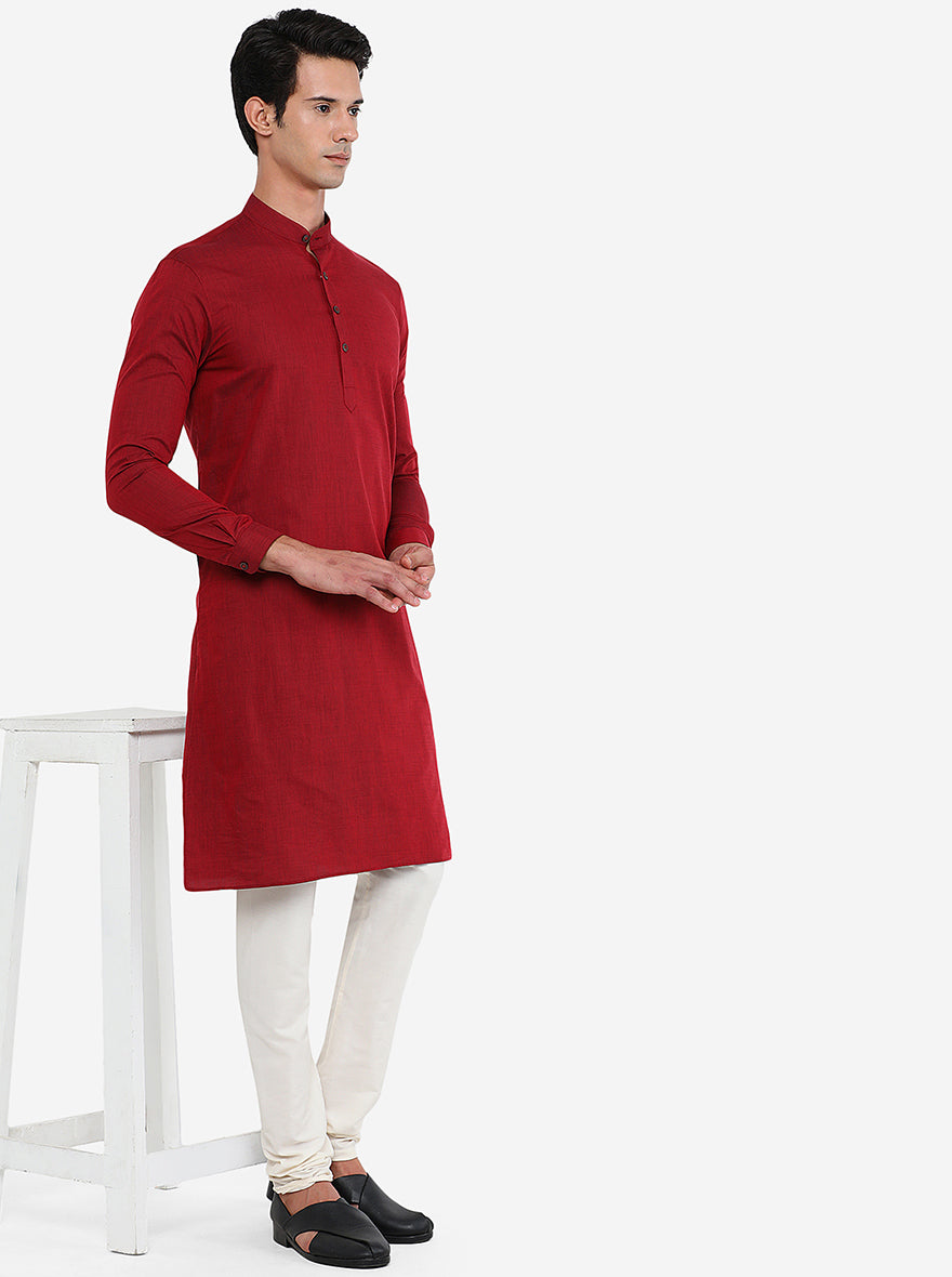 Maroon Solid Modi Kurta | JadeBlue