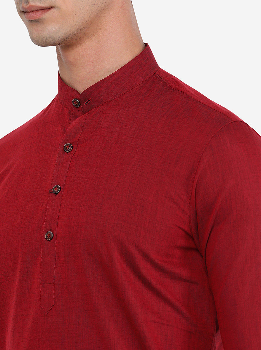 Maroon Solid Modi Kurta | JadeBlue