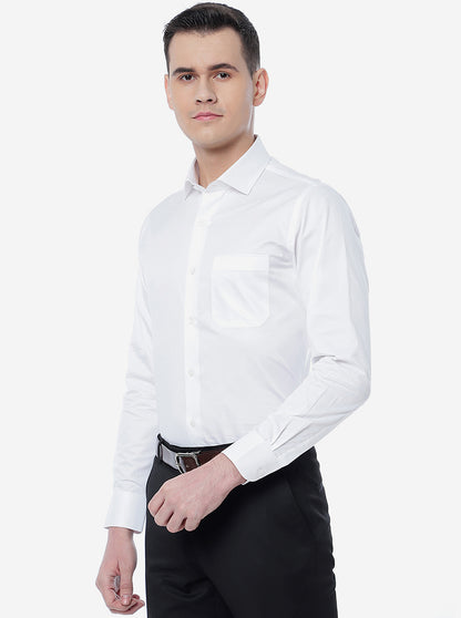 White Solid Slim Fit Formal Shirt | JadeBlue Youth