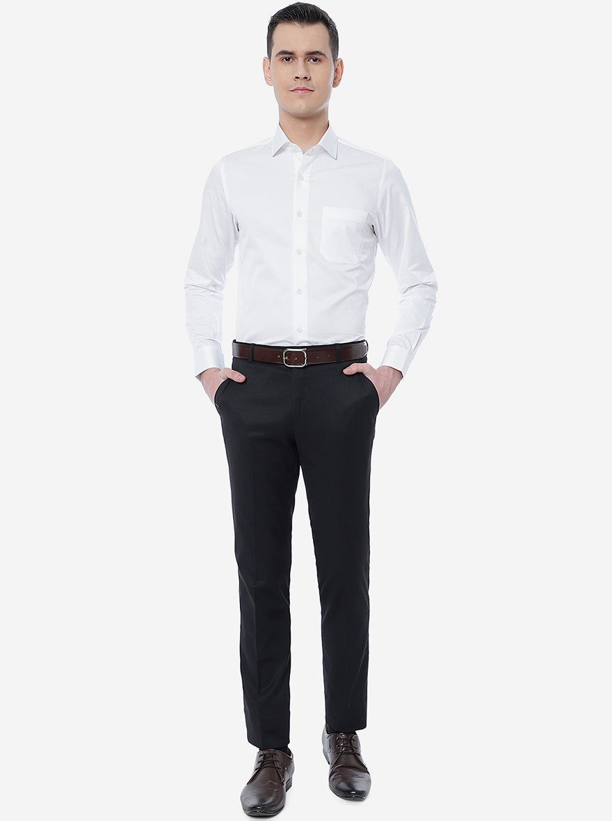 White Solid Slim Fit Formal Shirt | JadeBlue Youth