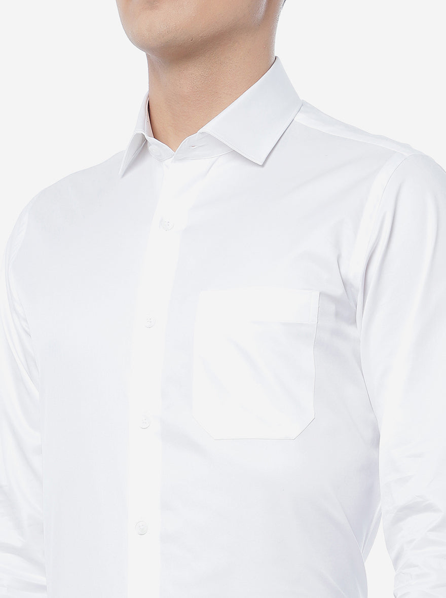 White Solid Slim Fit Formal Shirt | JadeBlue Youth