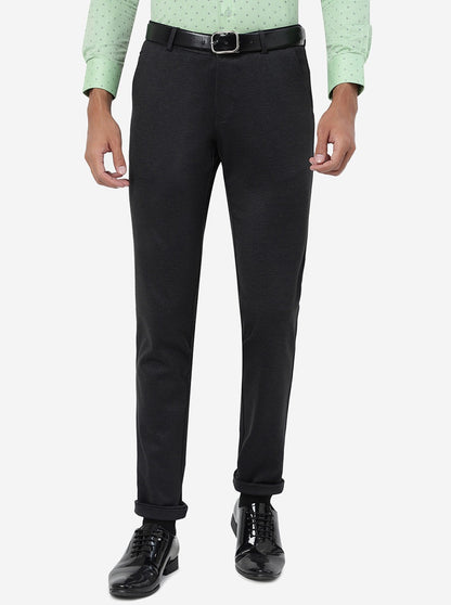 Black Solid Slim Fit Club Wear Trouser | JB Studio