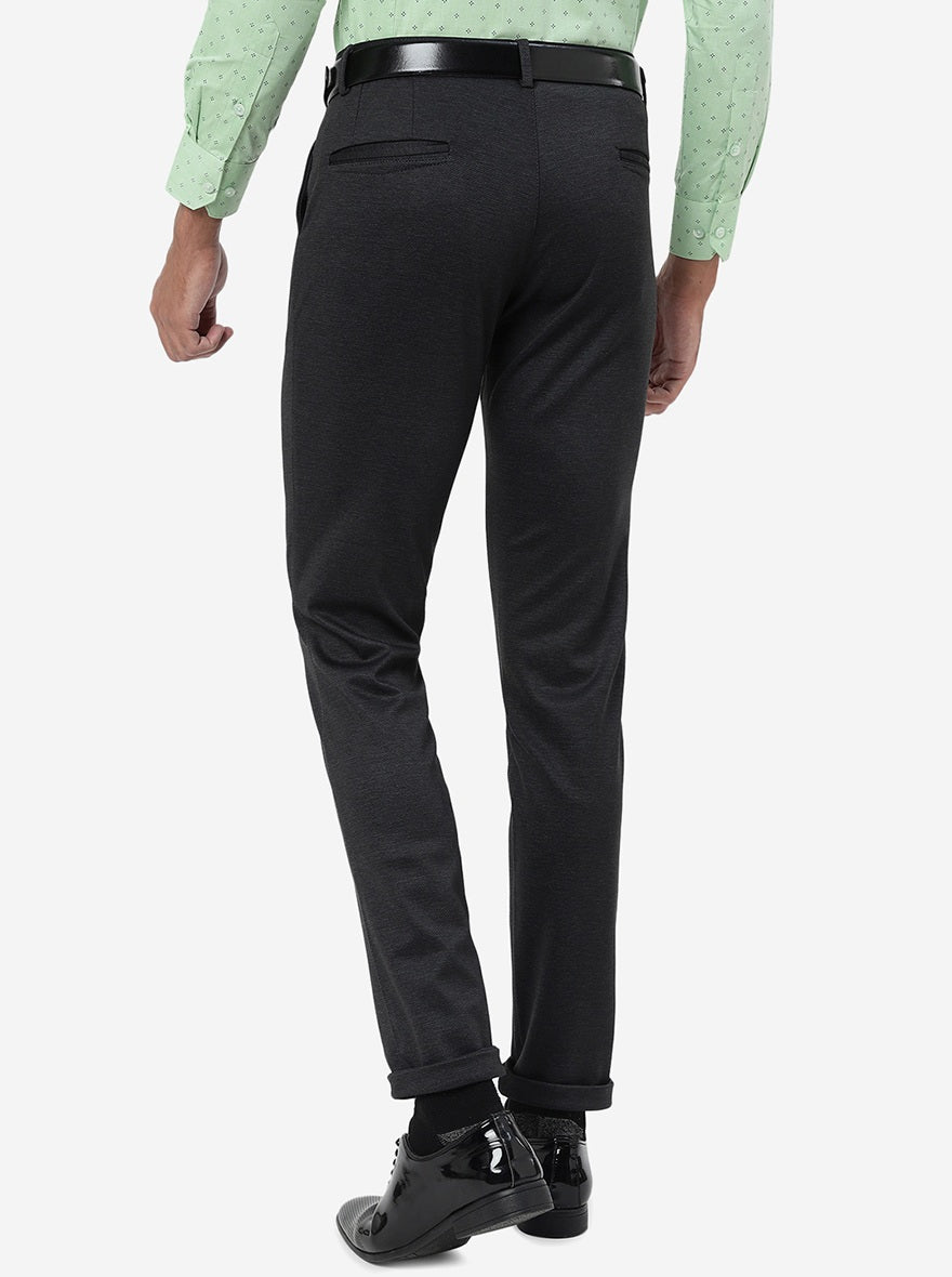 Black Solid Slim Fit Club Wear Trouser | JB Studio