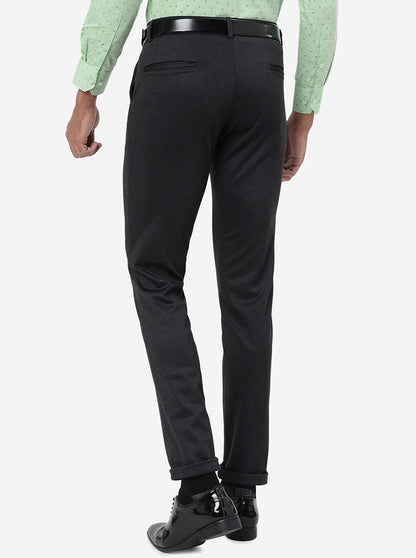 Black Solid Slim Fit Club Wear Trouser | JB Studio