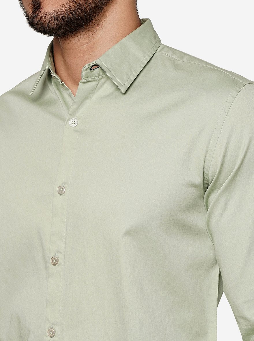 Pista Solid Slim Fit Casual Shirt | JadeBlue
