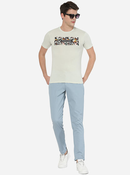 White Printed Slim Fit T-Shirt | Greenfibre
