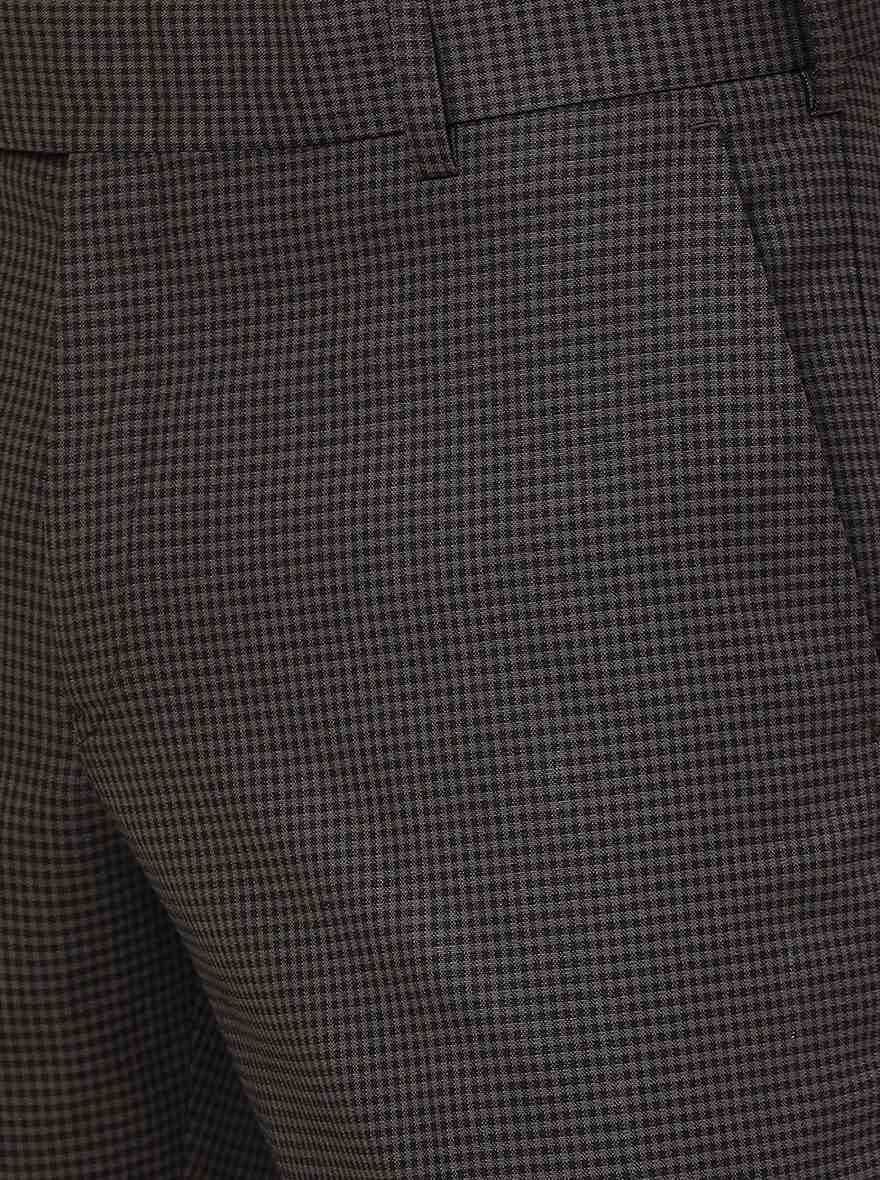 Brown Checked Super Slim Fit Formal Trouser | Greenfibre