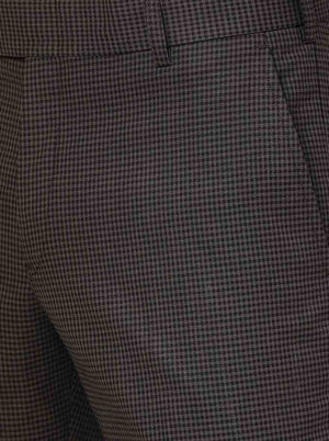 Brown Checked Super Slim Fit Formal Trouser | Greenfibre