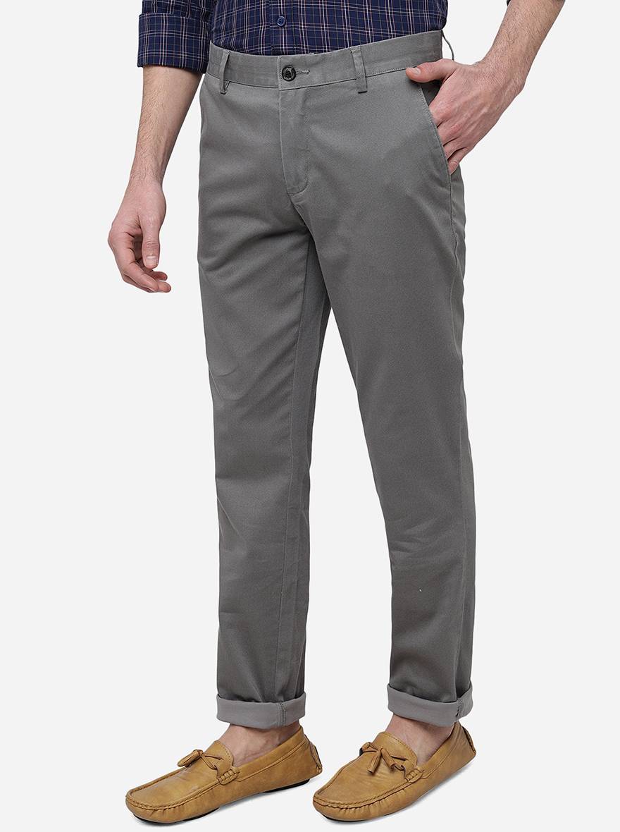 Grey Solid Uno Fit Casual Trouser | JadeBlue