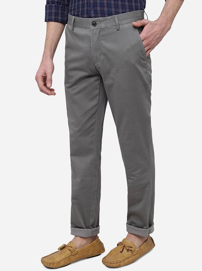 Grey Solid Uno Fit Casual Trouser | JadeBlue