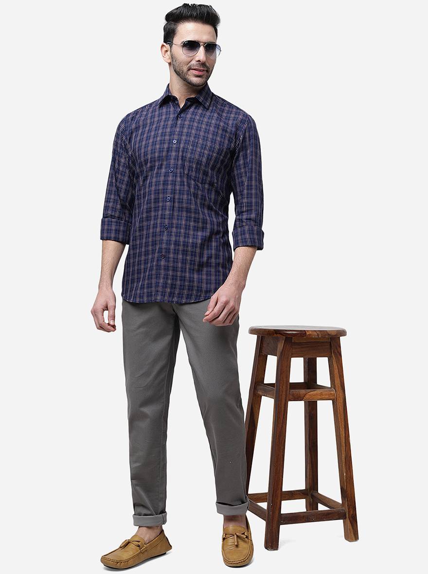 Grey Solid Uno Fit Casual Trouser | JadeBlue