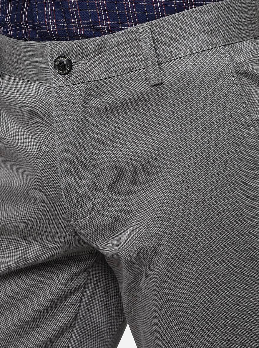 Grey Solid Uno Fit Casual Trouser | JadeBlue
