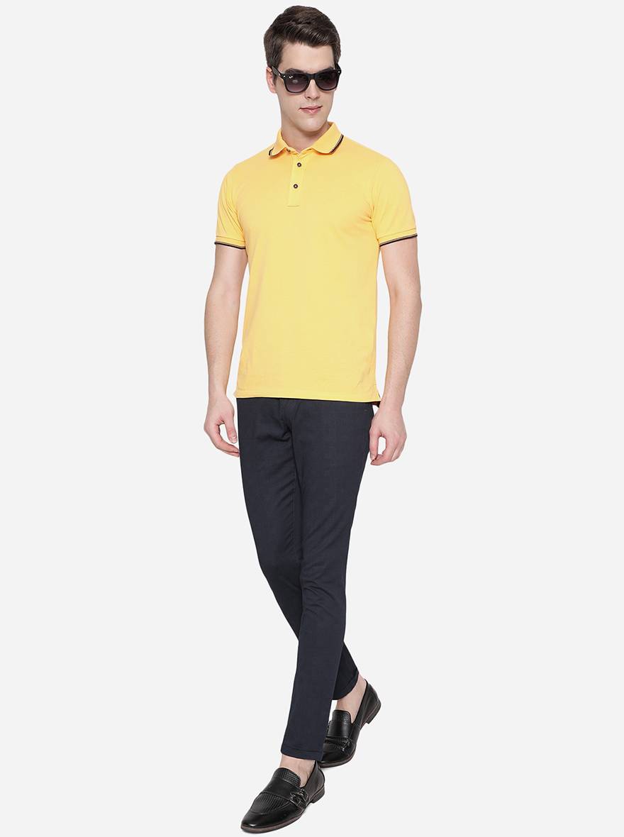 Navy Blue Solid Neo Fit Casual Trouser | Greenfibre