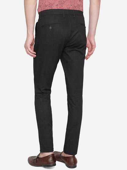 Black Solid Neo Fit Casual Trouser | Greenfibre
