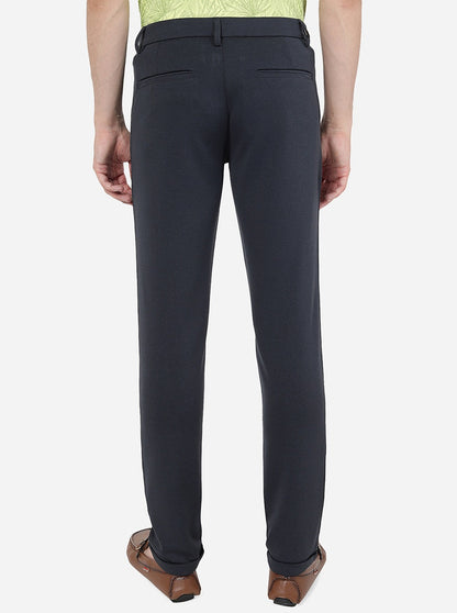 Dark Navy Blue Solid Venice Fit Casual Trouser | JadeBlue