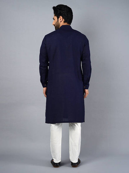 Midnight Blue Solid Regular Fit Kurta Set | JadeBlue