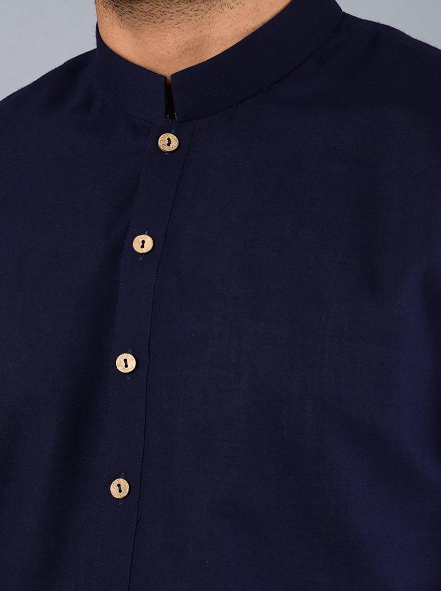 Midnight Blue Solid Regular Fit Kurta Set | JadeBlue