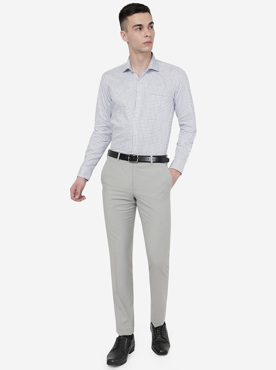 Grey Solid Slim Fit Formal Trouser | Metal