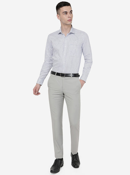 Grey Solid Slim Fit Formal Trouser | Metal