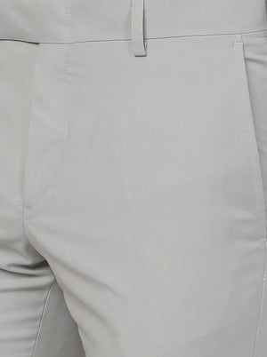 Grey Solid Slim Fit Formal Trouser | Metal