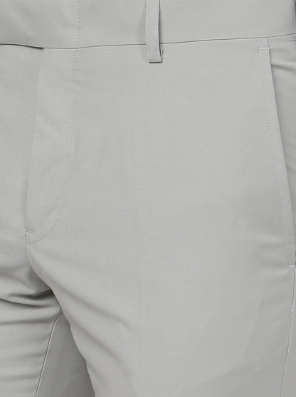 Grey Solid Slim Fit Formal Trouser | Metal