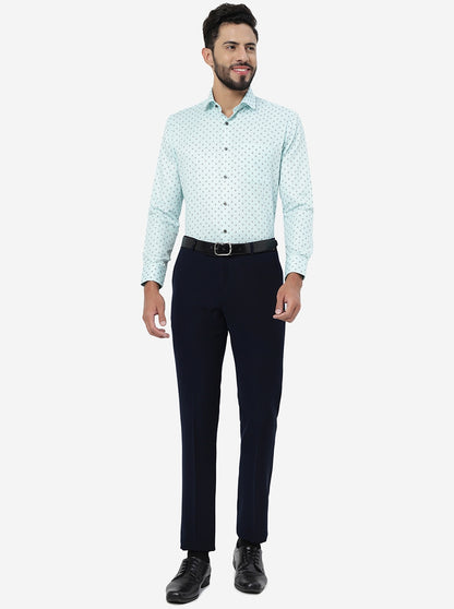Navy Blue Solid Slim Fit Formal Trouser | JB Studio