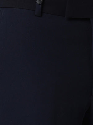 Navy Blue Solid Slim Fit Formal Trouser | JB Studio
