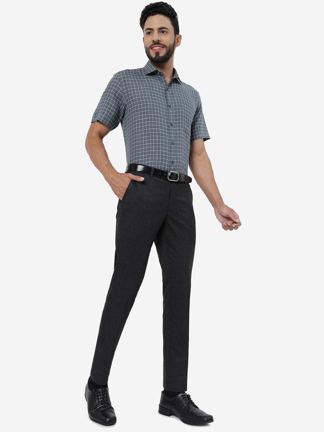 Black Solid Super Slim Fit Formal Trouser | JadeBlue Youth