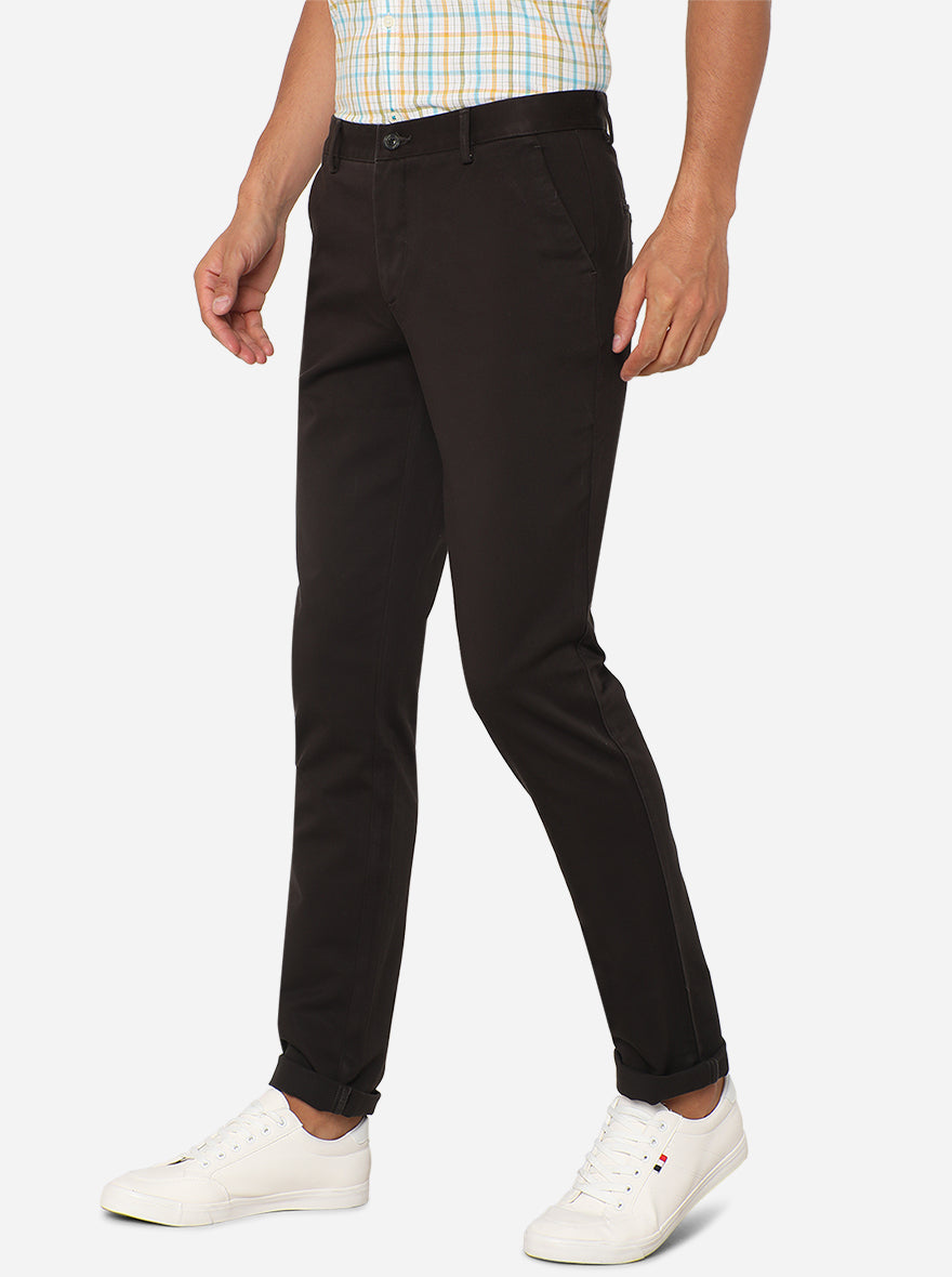 Black Solid Uno Fit Casual Trouser | JadeBlue