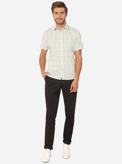 Black Solid Uno Fit Casual Trouser | JadeBlue