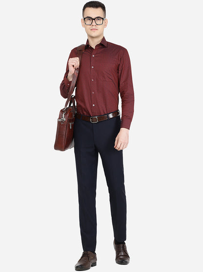 Maroon Printed Slim Fit Formal Shirt | Greenfibre