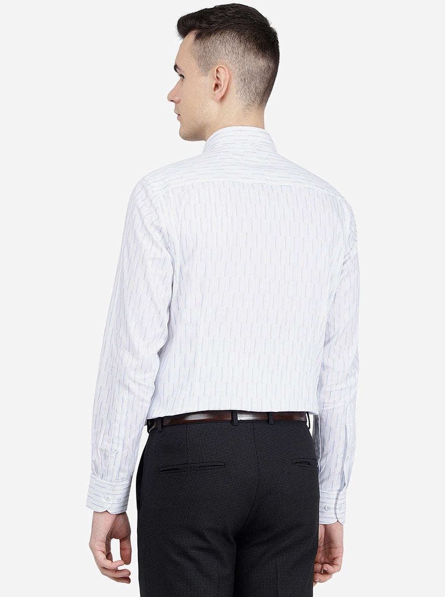White Striped Slim Fit Formal Shirt | Metal