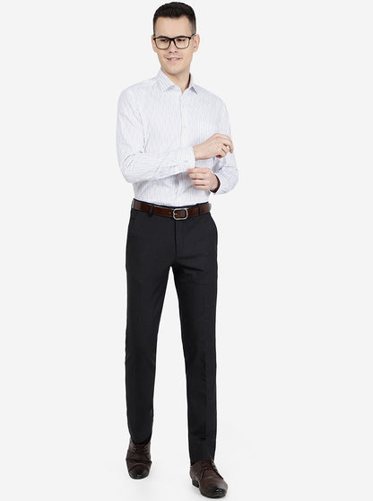 White Striped Slim Fit Formal Shirt | Metal