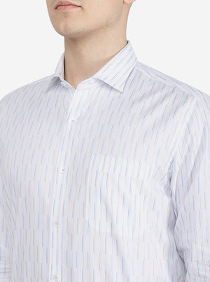 White Striped Slim Fit Formal Shirt | Metal