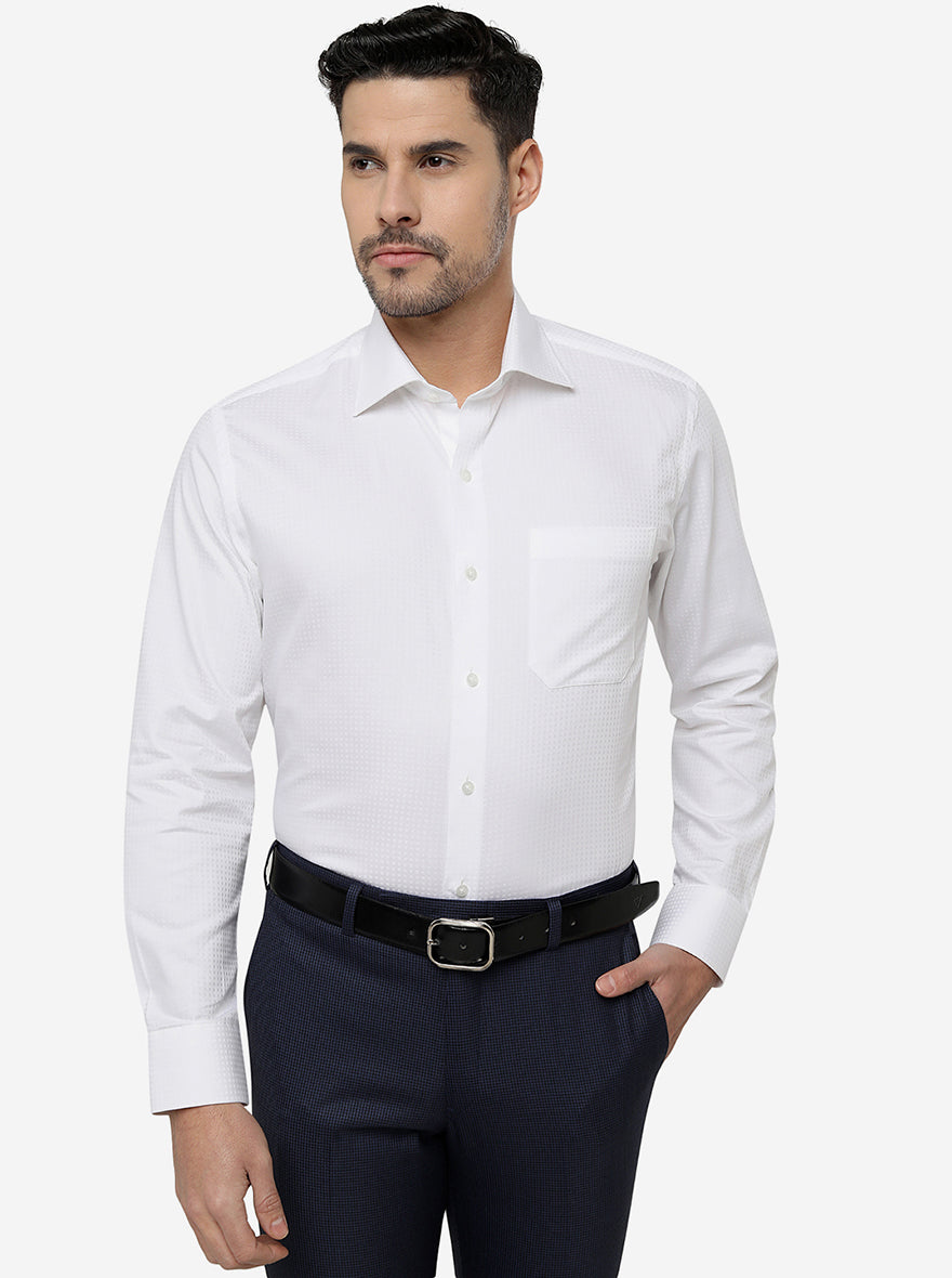 White Solid Slim Fit Formal Shirt | Metal