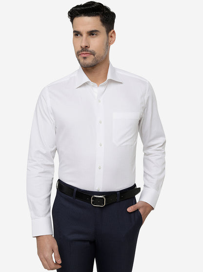 White Solid Slim Fit Formal Shirt | Metal