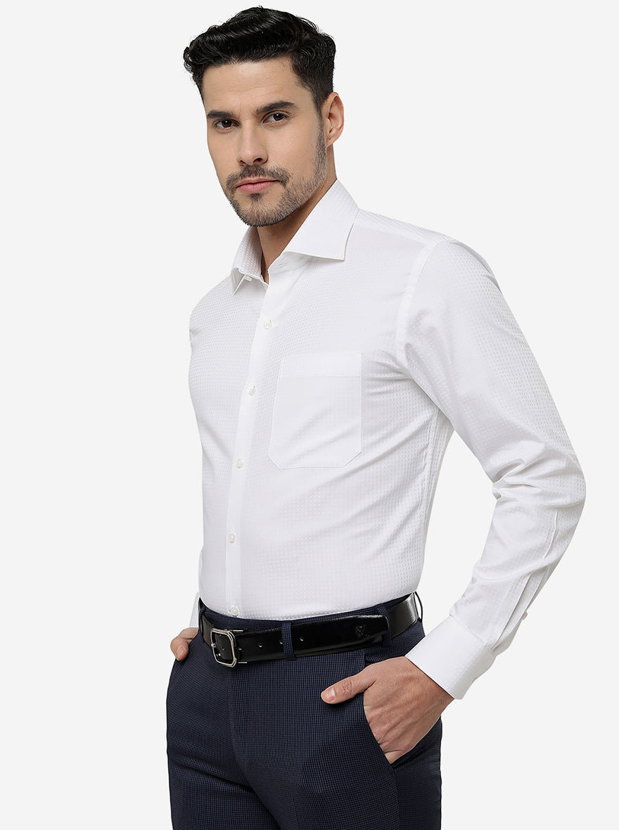 White Solid Slim Fit Formal Shirt | Metal