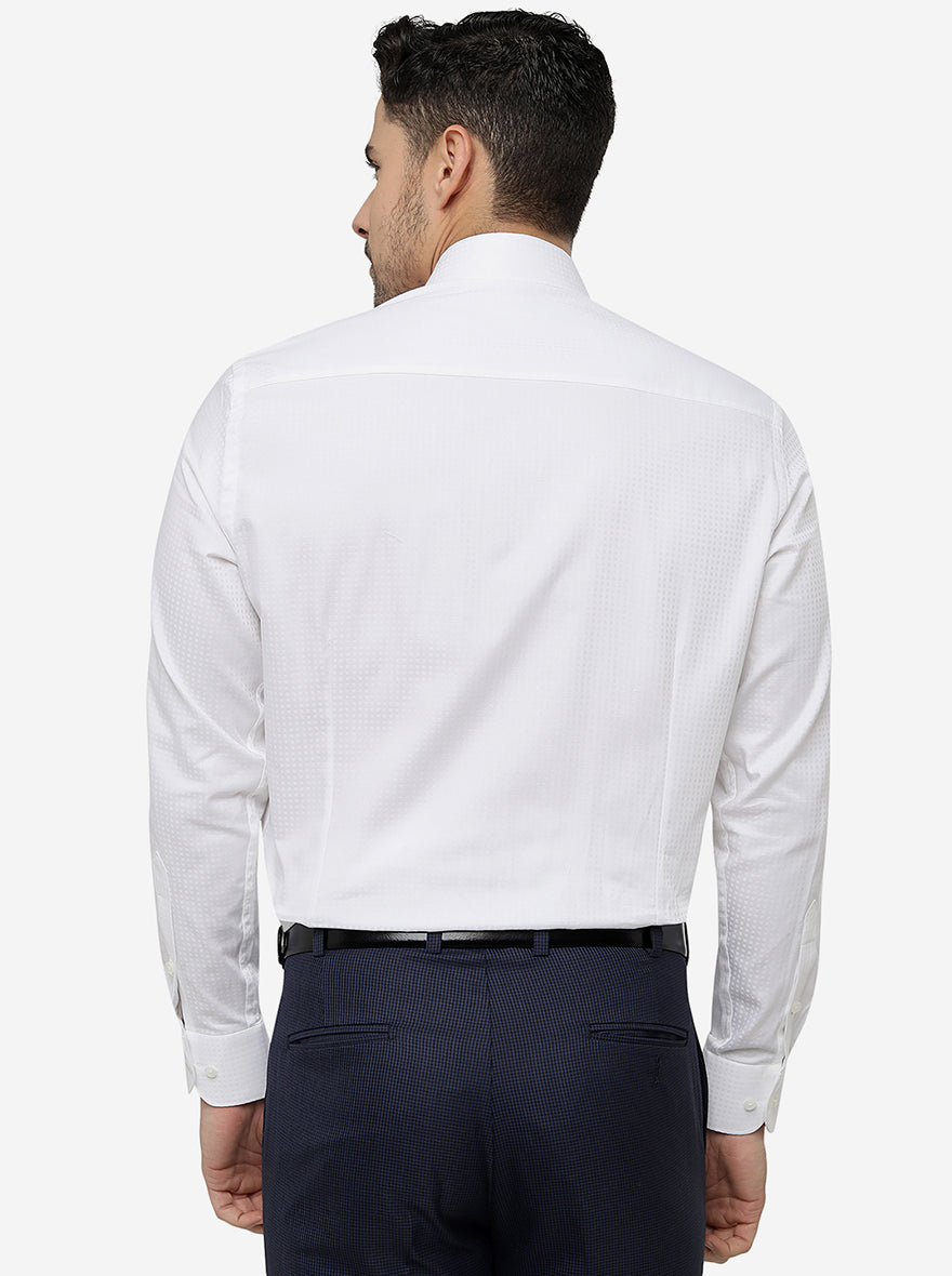 White Solid Slim Fit Formal Shirt | Metal