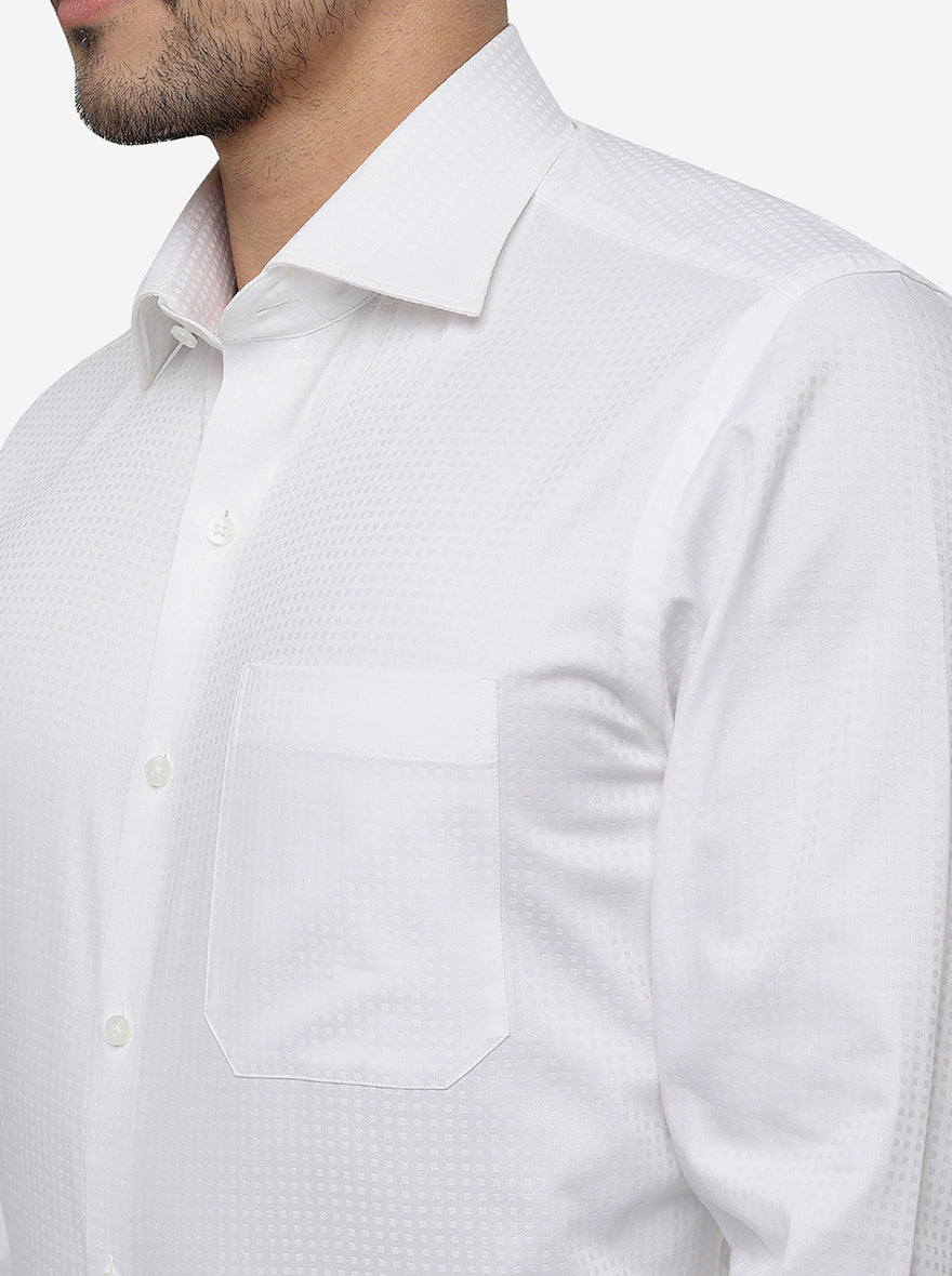 White Solid Slim Fit Formal Shirt | Metal