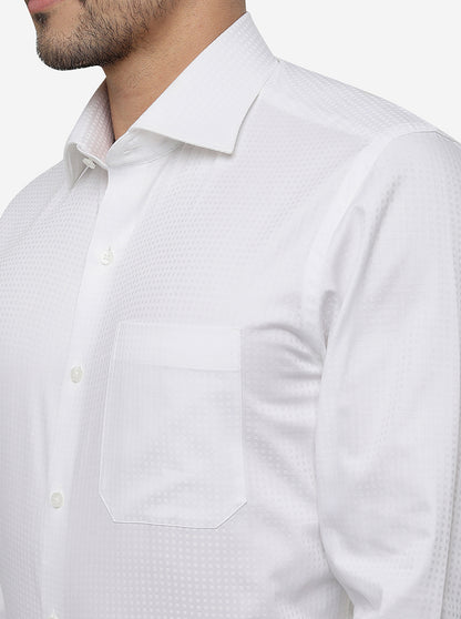 White Solid Slim Fit Formal Shirt | Metal