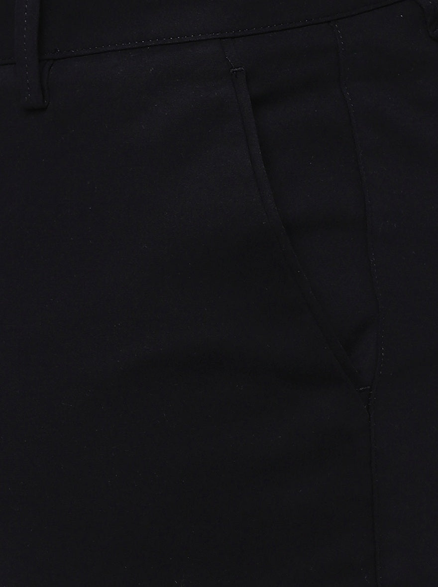 Black Solid Uno Fit Casual Trouser | JadeBlue